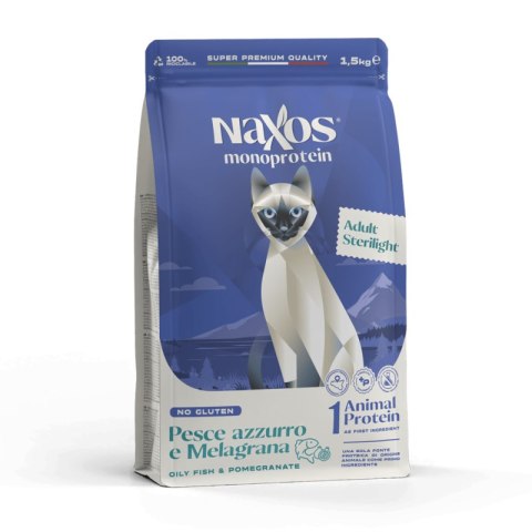 NAXOS CAT STERILIZED MONO - ryba z granatem - monobiałkowa karma dla kotów sterylizowanych 1,5 kg Naxos