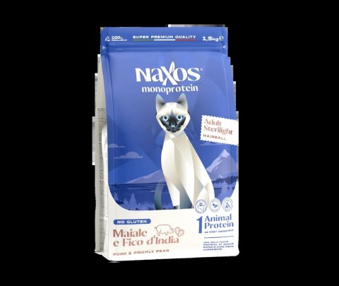 NAXOS CAT STERILIZED MONO - wieprzowina i opuncja figowa - monobiałkowa karma dla kotów sterylizowanych 1,5 kg Naxos