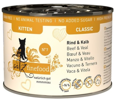 Catz Finefood Catz Finefood Classic Kitten N.07 Wołowina i cielęcina puszka 200g