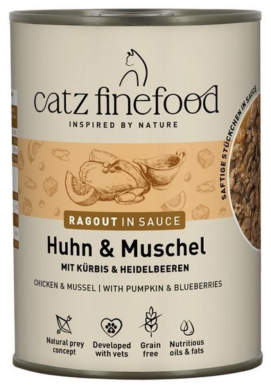 Catz Finefood Catz Finefood Ragout in Sauce Kurczak i Omułek (N.613) puszka 380g