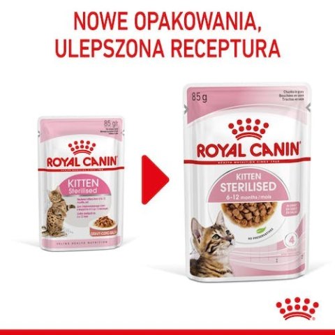Royal Canin Feline Royal Canin Kitten Sterilised karma mokra w sosie dla kociąt od 6 do 12 miesiąca życia, sterylizowanych saszetka 85g