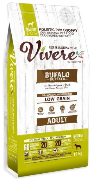 Vivere Vivere Dog Medium Adult Buffalo 3kg Karma Monobiałkowa z Bawołem