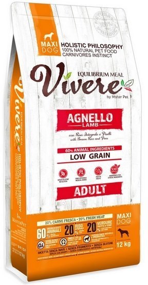 Vivere Vivere Maxi Adult Lamb 12kg Karma Monobiałkowa z Jagnięciną dla dużych ras