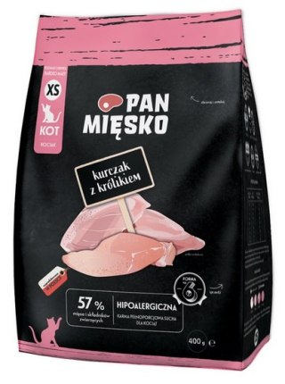 Pan Mięsko Pan Mięsko Karma sucha dla kociąt - kurczak i królik chrupki XS 400g