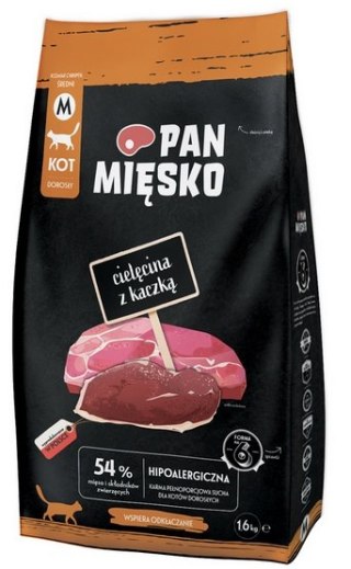 Pan Mięsko Pan Mięsko Karma sucha dla kota - cielęcina i kaczka chrupki M 1,6kg