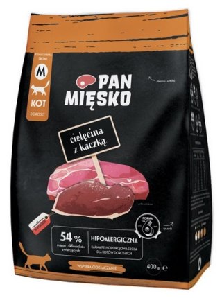 Pan Mięsko Pan Mięsko Karma sucha dla kota - cielęcina i kaczka chrupki M 400g