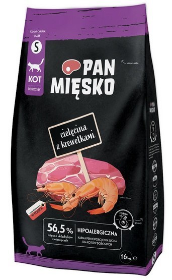 Pan Mięsko Pan Mięsko Karma sucha dla kota - cielęcina i krewetki chrupki S 1,6kg