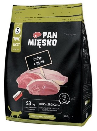 Pan Mięsko Pan Mięsko Karma sucha dla kota - indyk i gęś chrupki S 400g