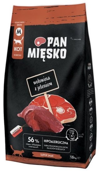Pan Mięsko Pan Mięsko Karma sucha dla kota - wołowina i jeleń chrupki M 1,6kg