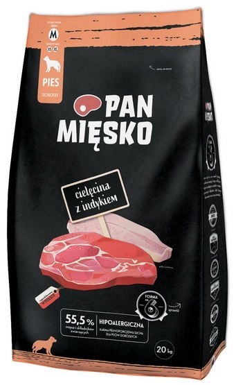 Pan Mięsko Pan Mięsko Karma sucha dla psa - cielęcina i indyk chrupki M 20kg