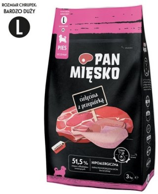 Pan Mięsko Pan Mięsko Karma sucha dla psa - dla szczeniąt cielęcina i przepiórka chrupki L 3kg