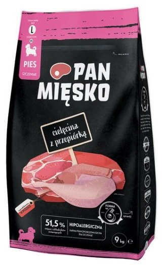 Pan Mięsko Pan Mięsko Karma sucha dla psa - dla szczeniąt cielęcina i przepiórka chrupki L 9kg