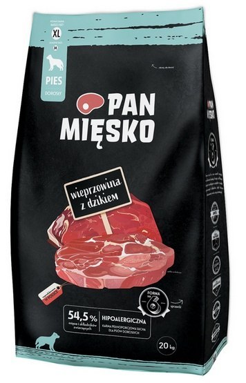 Pan Mięsko Pan Mięsko Karma sucha dla psa - wieprzowina i dzik chrupki XL 20kg