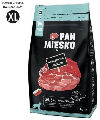 Pan Mięsko Pan Mięsko Karma sucha dla psa - wieprzowina i dzik chrupki XL 3kg