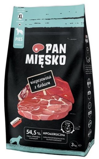 Pan Mięsko Pan Mięsko Karma sucha dla psa - wieprzowina i dzik chrupki XL 3kg