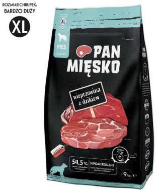 Pan Mięsko Pan Mięsko Karma sucha dla psa - wieprzowina i dzik chrupki XL 9kg