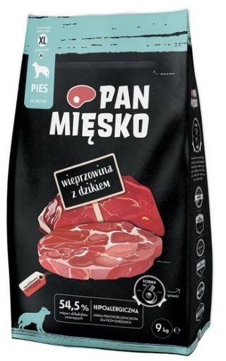 Pan Mięsko Pan Mięsko Karma sucha dla psa - wieprzowina i dzik chrupki XL 9kg