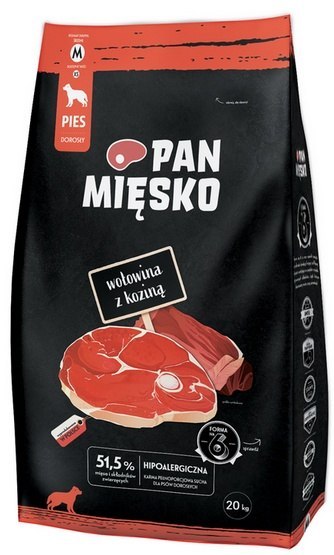 Pan Mięsko Pan Mięsko Karma sucha dla psa - wołowina i kozina chrupki M 20kg