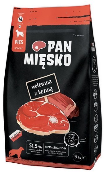 Pan Mięsko Pan Mięsko Karma sucha dla psa - wołowina i kozina chrupki M 9kg