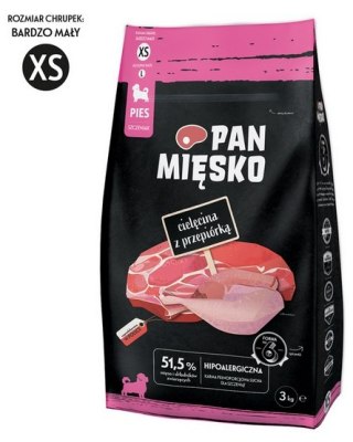 Pan Mięsko Pan Mięsko Karma sucha dla szczeniąt - cielęcina i przepiórka chrupki XS 3kg