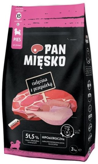 Pan Mięsko Pan Mięsko Karma sucha dla szczeniąt - cielęcina i przepiórka chrupki XS 3kg