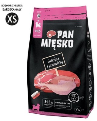 Pan Mięsko Pan Mięsko Karma sucha dla szczeniąt - cielęcina i przepiórka chrupki XS 9kg