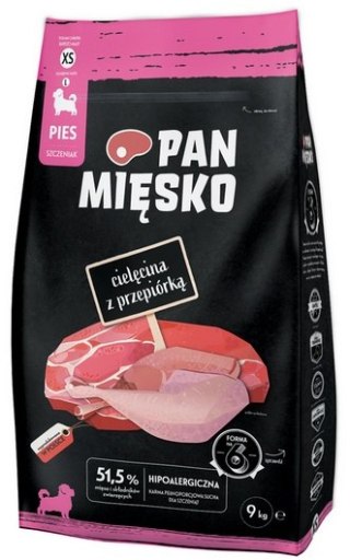 Pan Mięsko Pan Mięsko Karma sucha dla szczeniąt - cielęcina i przepiórka chrupki XS 9kg