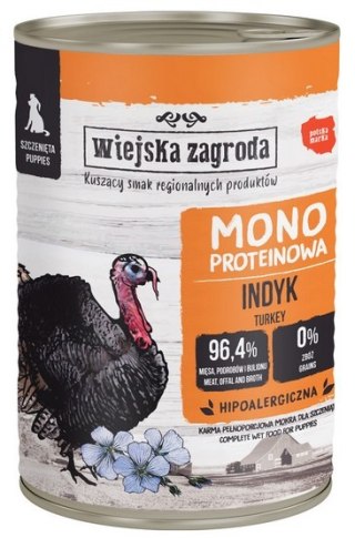 Wiejska Zagroda Wiejska Zagroda Monoproteinowa Indyk dla szczeniąt puszka 400g