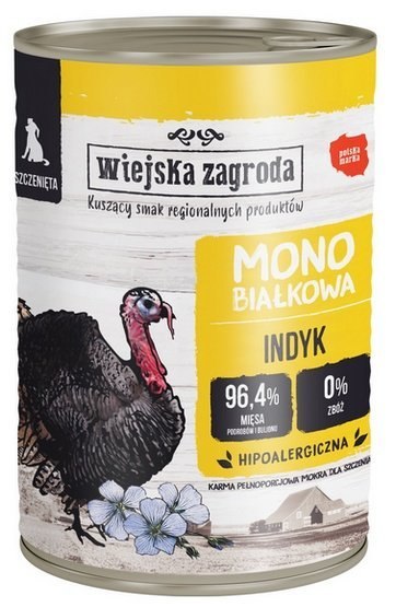 Wiejska Zagroda Wiejska Zagroda Monoproteinowa Indyk dla szczeniąt puszka 400g
