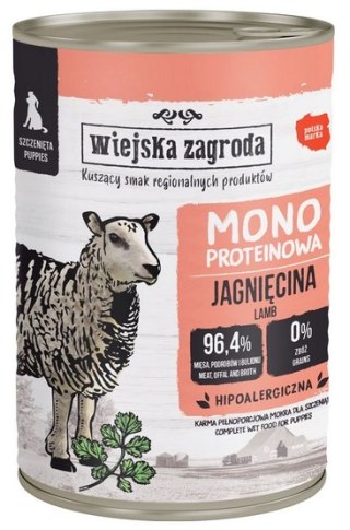 Wiejska Zagroda Wiejska Zagroda Monoproteinowa Jagnięcina dla szczeniąt puszka 400g