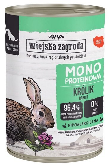 Wiejska Zagroda Wiejska Zagroda Monoproteinowa Królik puszka 400g