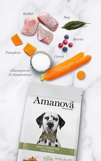 Amanova Amanova Dog Adult Digestive Divine Rabbit - królik 10kg