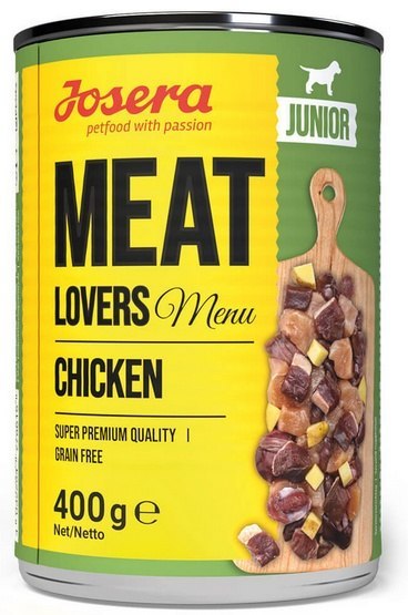 Josera Josera Pies Meat Lovers Menu Junior Kurczak puszka 400g