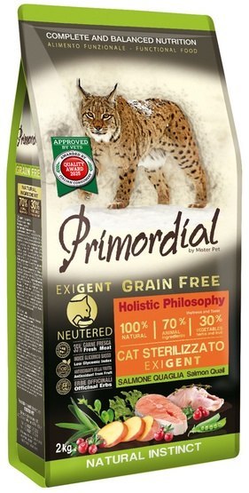 Primordial Primordial Cat Grain Free Neutered Exigent Salmon & Quail 2kg