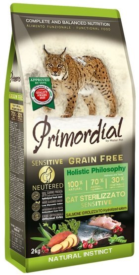 Primordial Primordial Cat Grain Free Neutered Sensitive Salmon 2kg