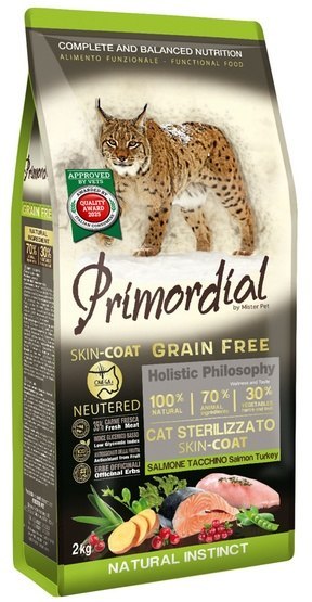 Primordial Primordial Cat Grain Free Neutered Skin Coat Salmon & Turkey 2kg