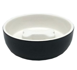 Yarro Yarro/Moderna Miska ceramiczna dla psa Slow Food Kostka czarna [Y2762]