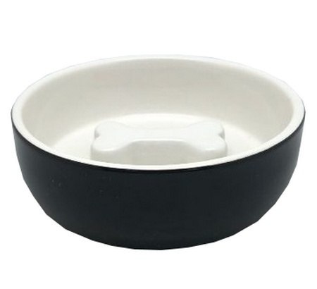 Yarro Yarro/Moderna Miska ceramiczna dla psa Slow Food Kostka czarna [Y2762]