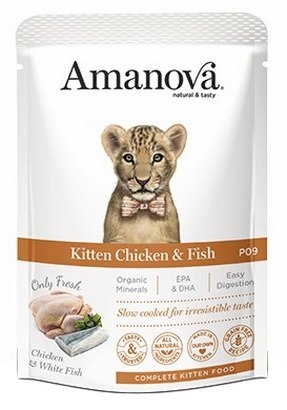 Amanova Amanova Cat Kitten Chicken & Fish - kurczak i biała ryba saszetka 85g [P09]