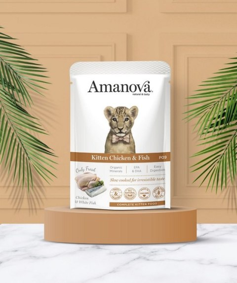 Amanova Amanova Cat Kitten Chicken & Fish - kurczak i biała ryba saszetka 85g [P09]
