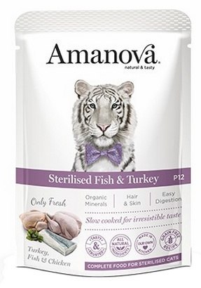 Amanova Amanova Cat Sterilised Fish & Turkey - biała ryba i indyk saszetka 85g [P12]