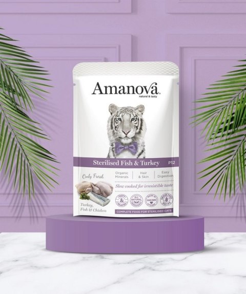 Amanova Amanova Cat Sterilised Fish & Turkey - biała ryba i indyk saszetka 85g [P12]