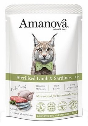 Amanova Amanova Cat Sterilised Lamb & Sardines - jagnięcina i sardynki saszetka 85g [P13]