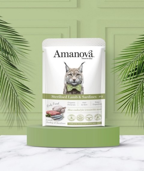 Amanova Amanova Cat Sterilised Lamb & Sardines - jagnięcina i sardynki saszetka 85g [P13]