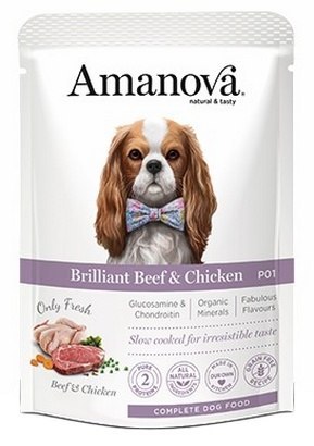 Amanova Amanova Dog Adult Brilliant Beef & Chicken - wołowina i kurczak saszetka 300g [P01]