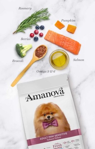 Amanova Amanova Dog Adult Mini Sensitive Salmon Deluxe - łosoś 7kg