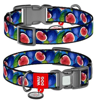 Collar Collar WauDog Nylon Obroża nylonowa z QR-paszportem, plastikowy fastex, wzór FIGA, M 20mm/28-40cm