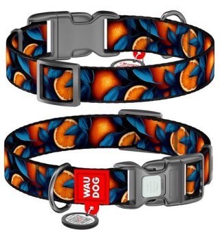 Collar Collar WauDog Nylon Obroża nylonowa z QR-paszportem, plastikowy fastex, wzór POMARAŃCZE, 20mm/28-40cm