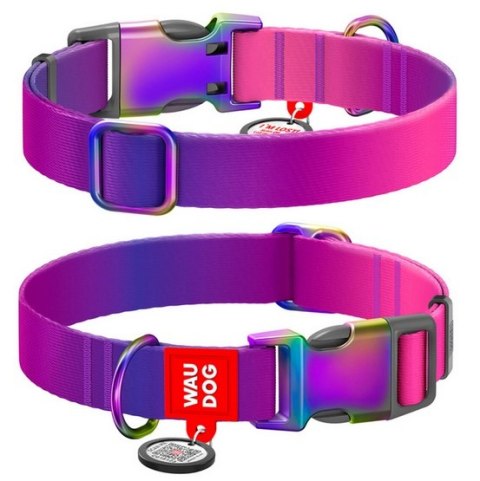 Collar Collar WauDog Recycled Obroża nylonowa z QR-paszportem, gradient XL 25mm x 37-58cm fioletowy