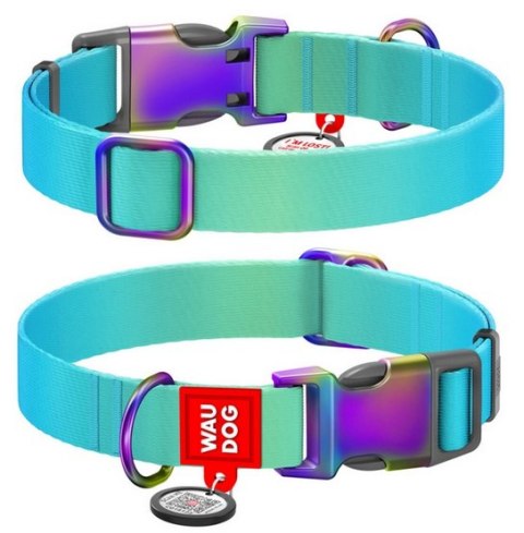 Collar Collar WauDog Recycled Obroża nylonowa z QR-paszportem, gradient L 25mm/33-49cm niebieski